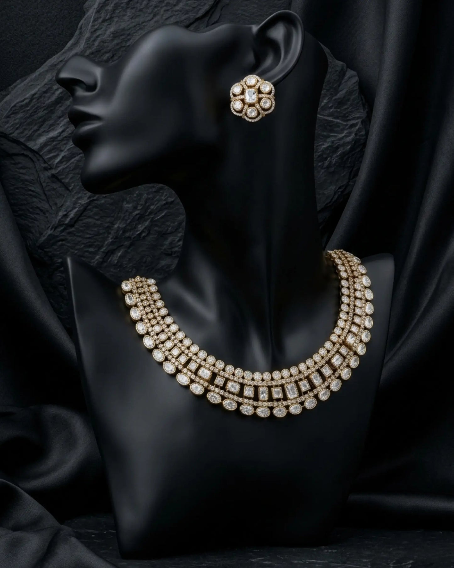 Aabira Moissanite Kundan Necklace Set Zestro