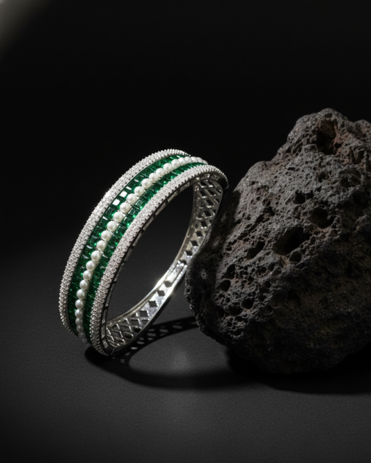Emerald & Pearl CZ Bracelet