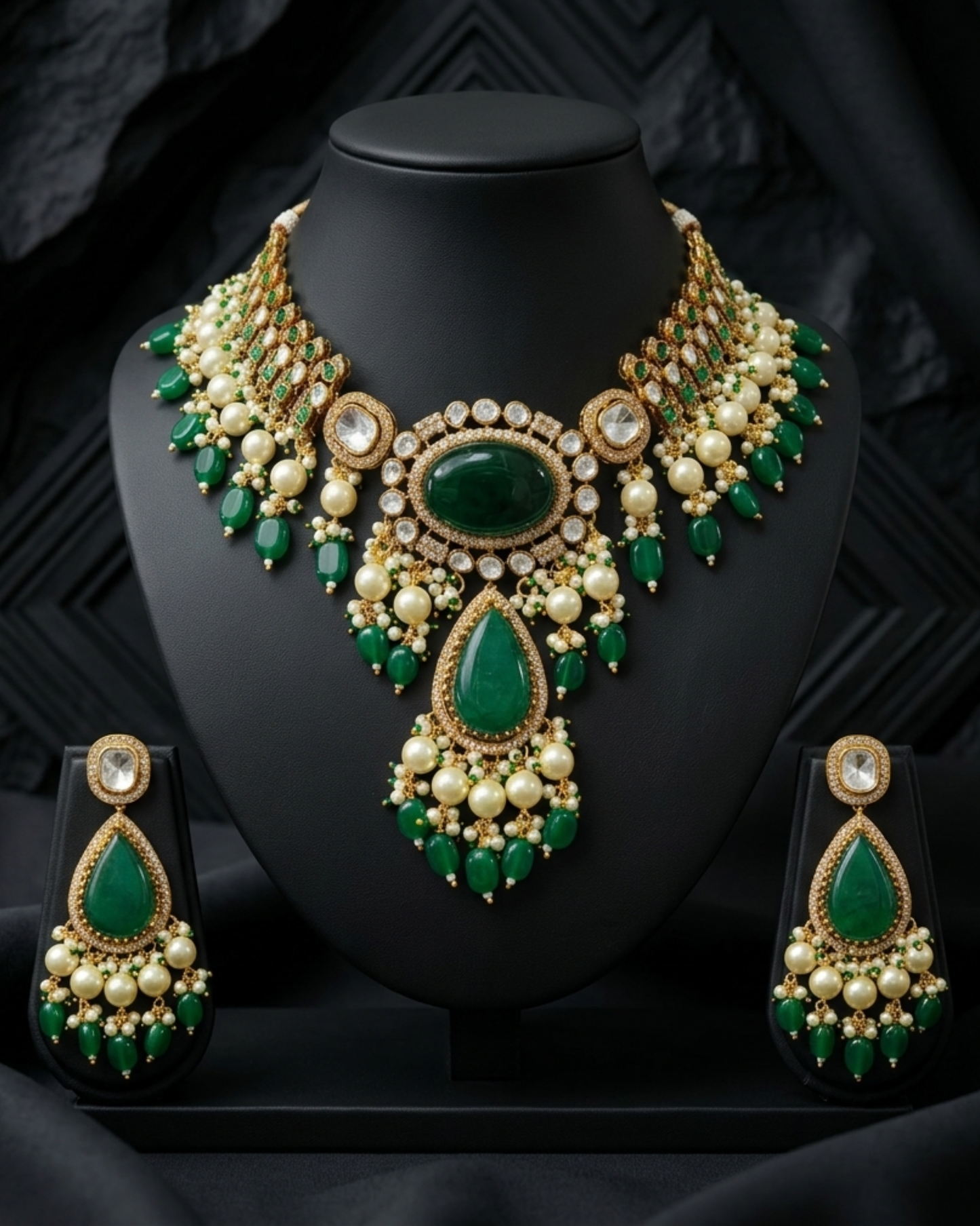 Zeenat Emerald Charm Set