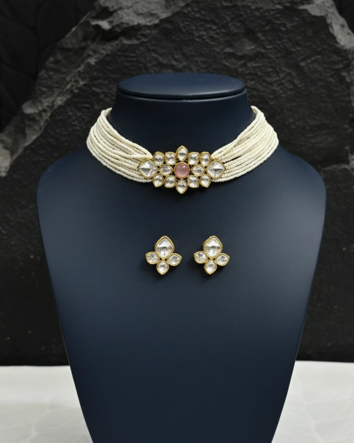 Aabha Pearl Kundan Choker Set Zestro