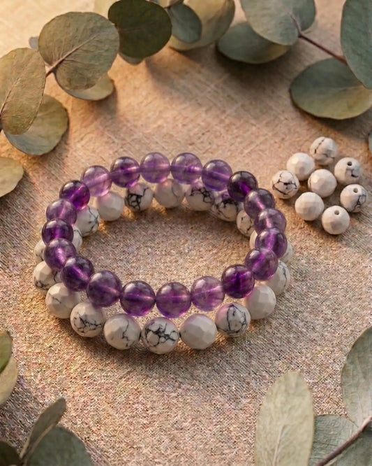 Amethyst & Howlite Stack Bracelet Zestro