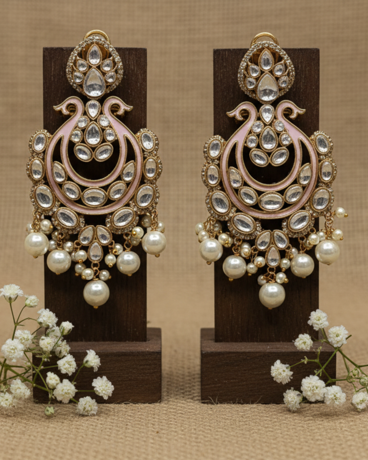 Mughal Enameled Jhumka-Style Earrings