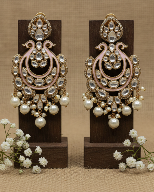 Mughal Enameled Jhumka-Style Earrings