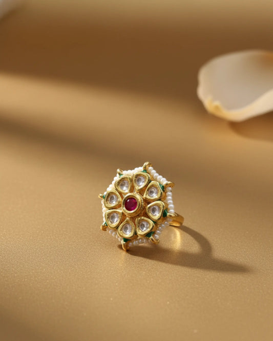 Royal Kundan Adjustable Statement Ring Zestro