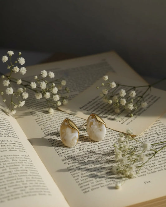White Stone Earrings Zestro