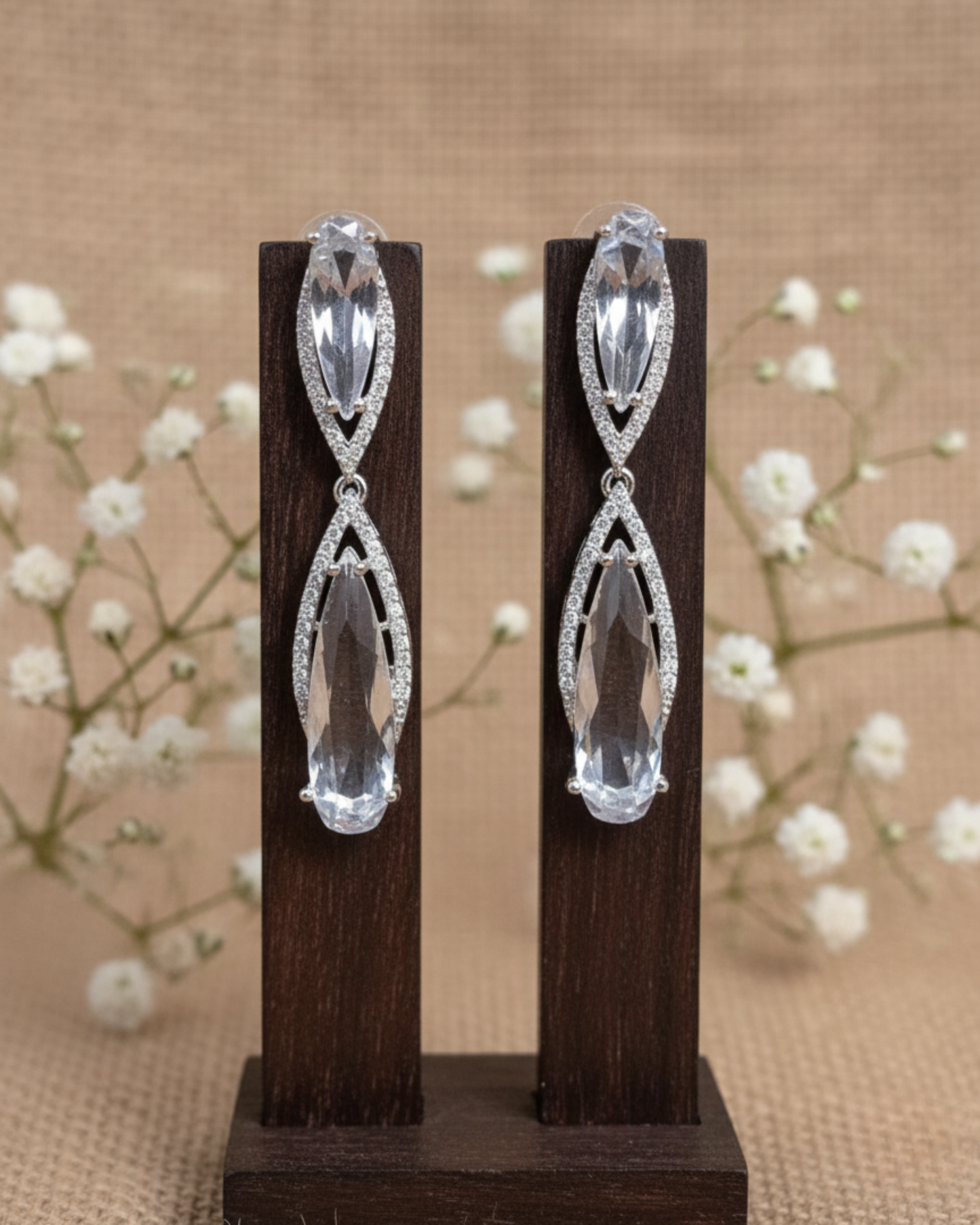 Double Pear-Cut Dangle Earrings