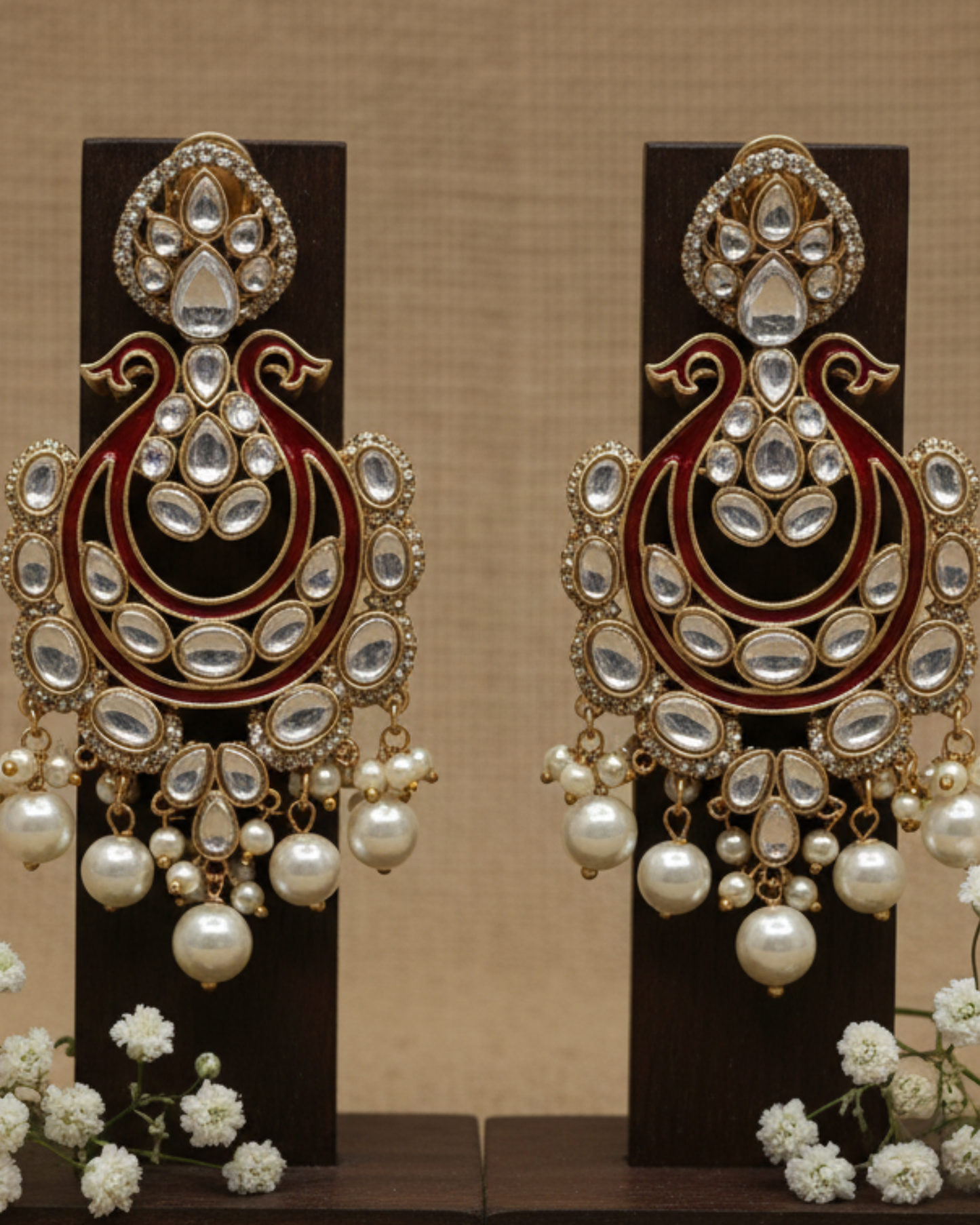 Mughal Enameled Jhumka-Style Earrings