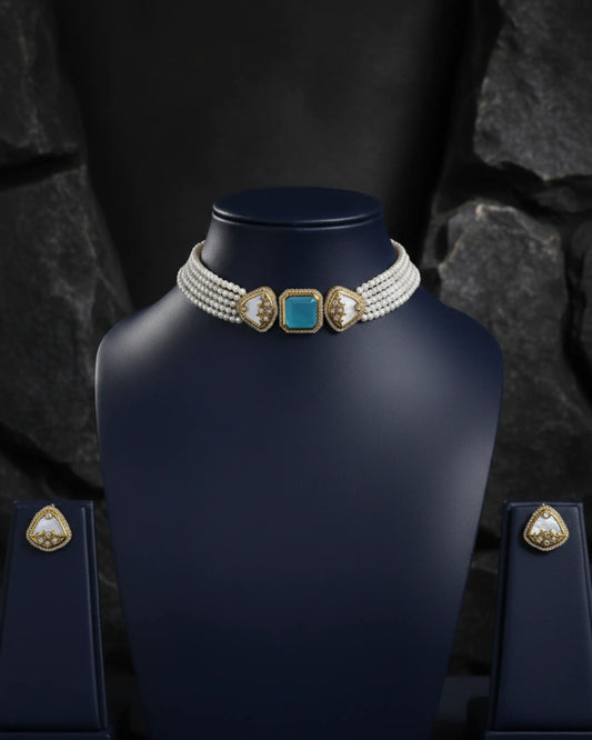 Noorjahan Pearl Kundan Choker Set Zestro