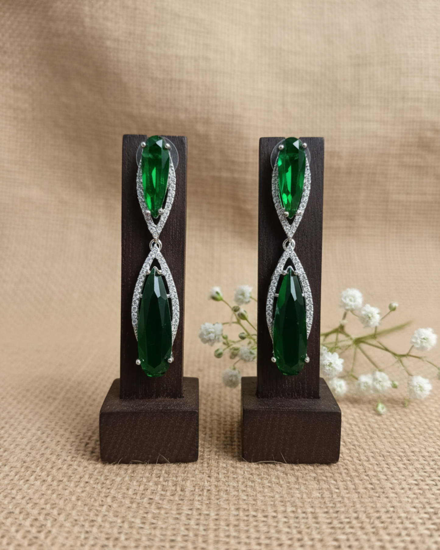 Double Pear-Cut Dangle Earrings