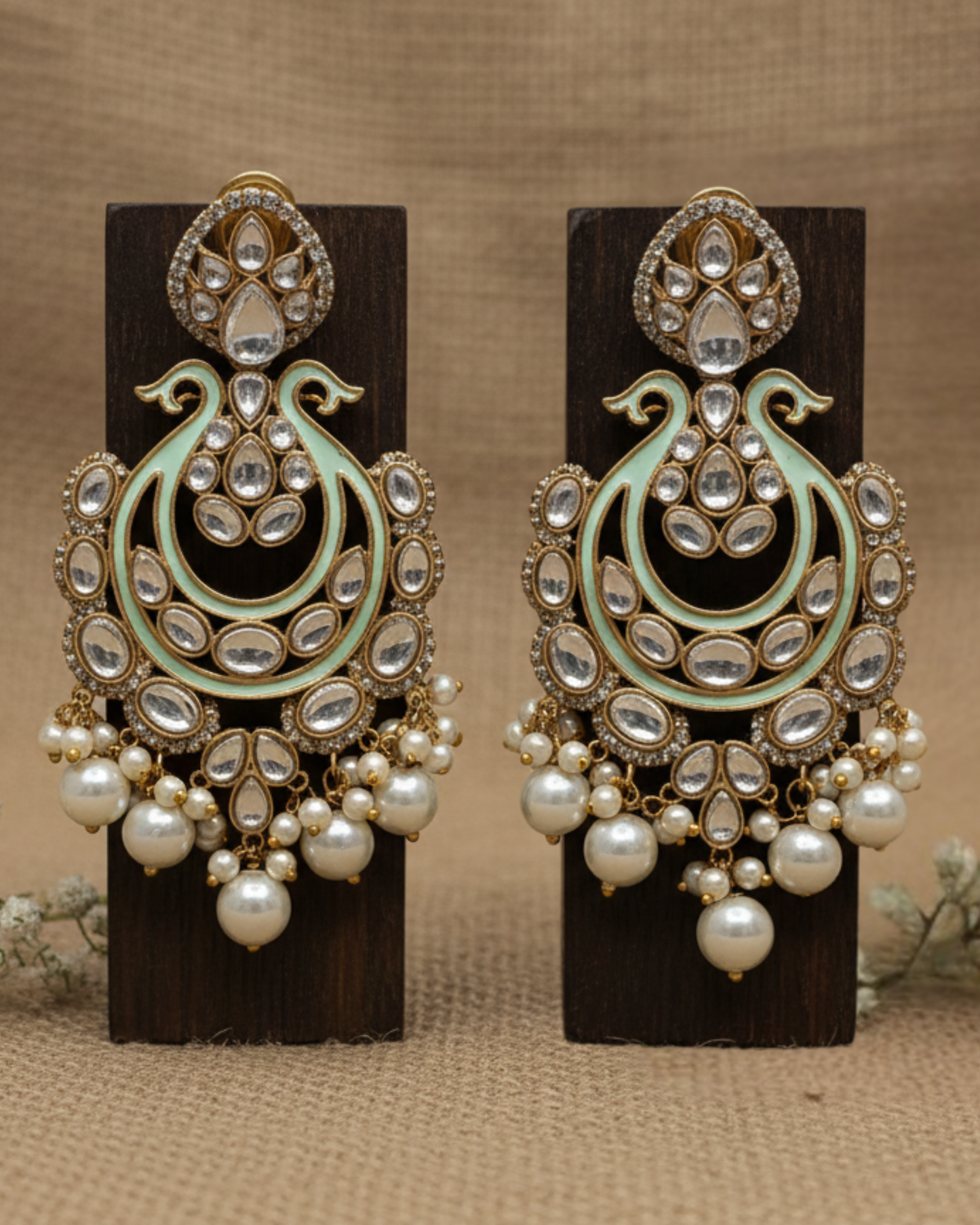Mughal Enameled Jhumka-Style Earrings