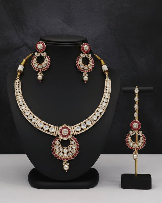 Chandbali Kundan Set with Maang Tikka Zestro