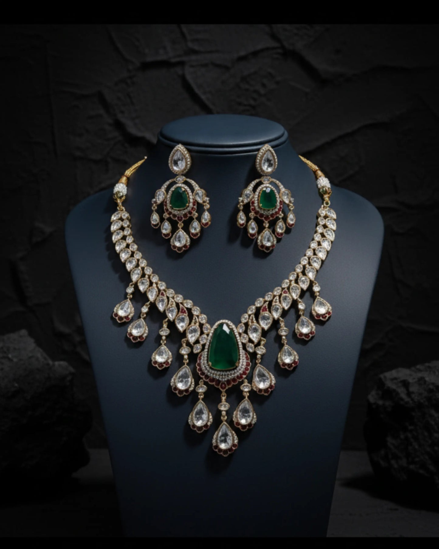 Emerald Majesty Kundan Necklace Set Zestro
