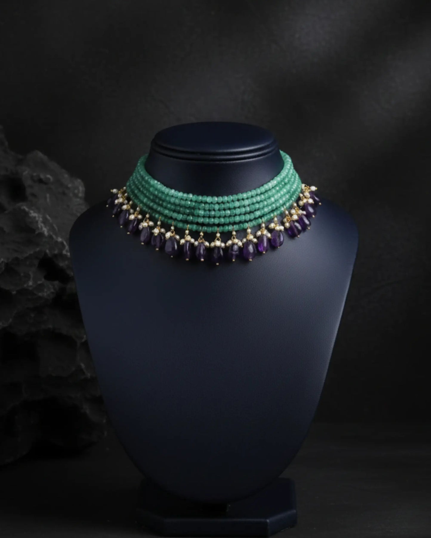 Green Onyx Amethyst Choker Zestro