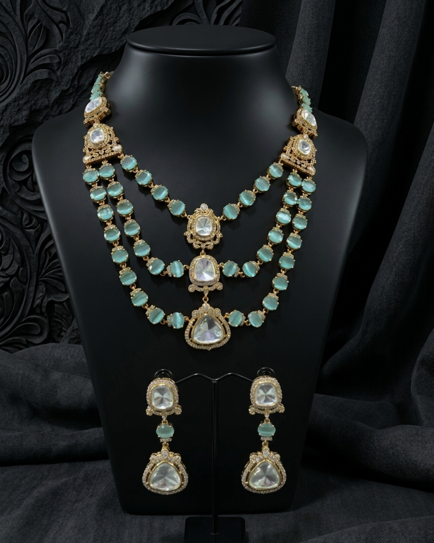 Mehera Mint Kundan Necklace Set