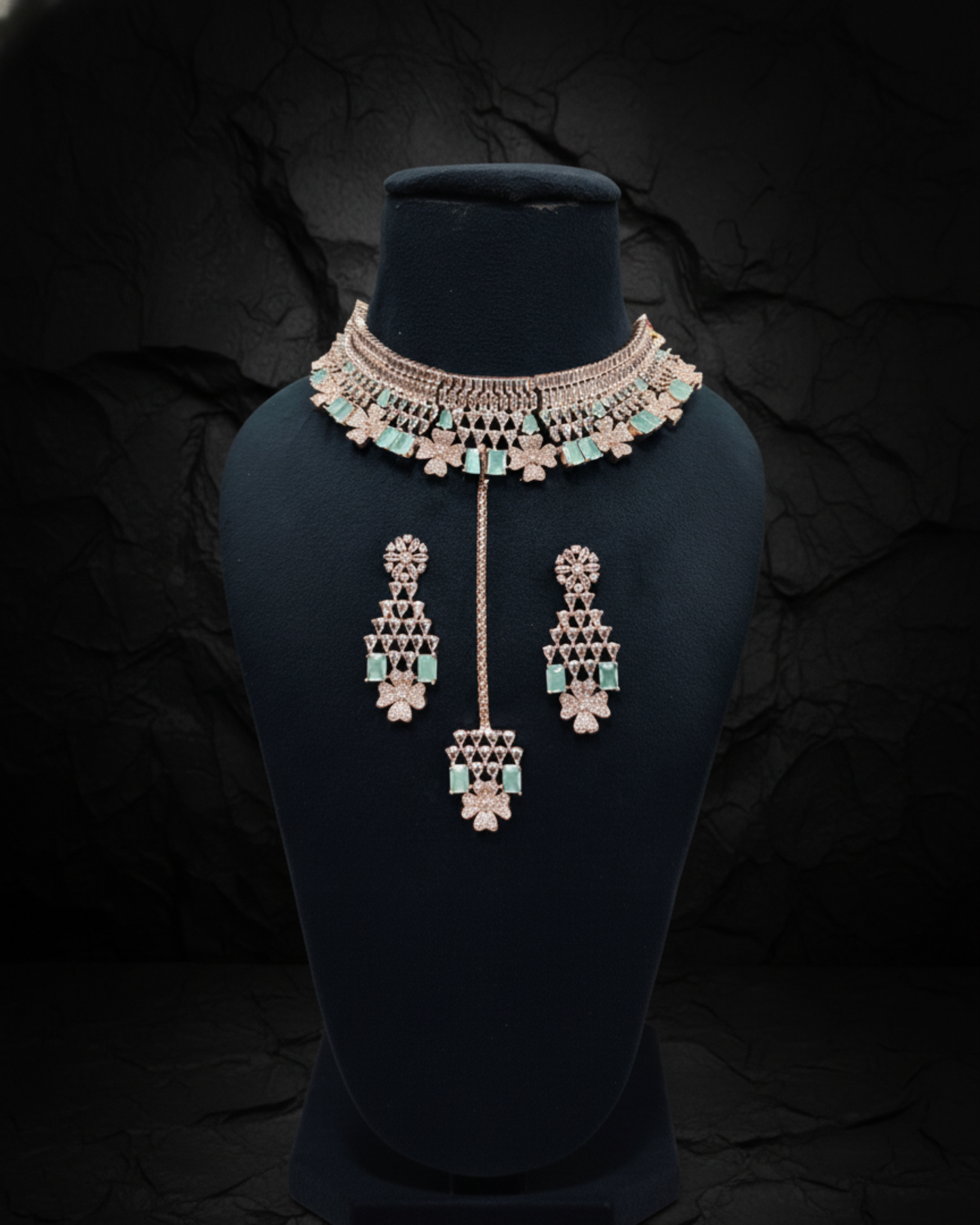 Mint Green AD Necklace Set