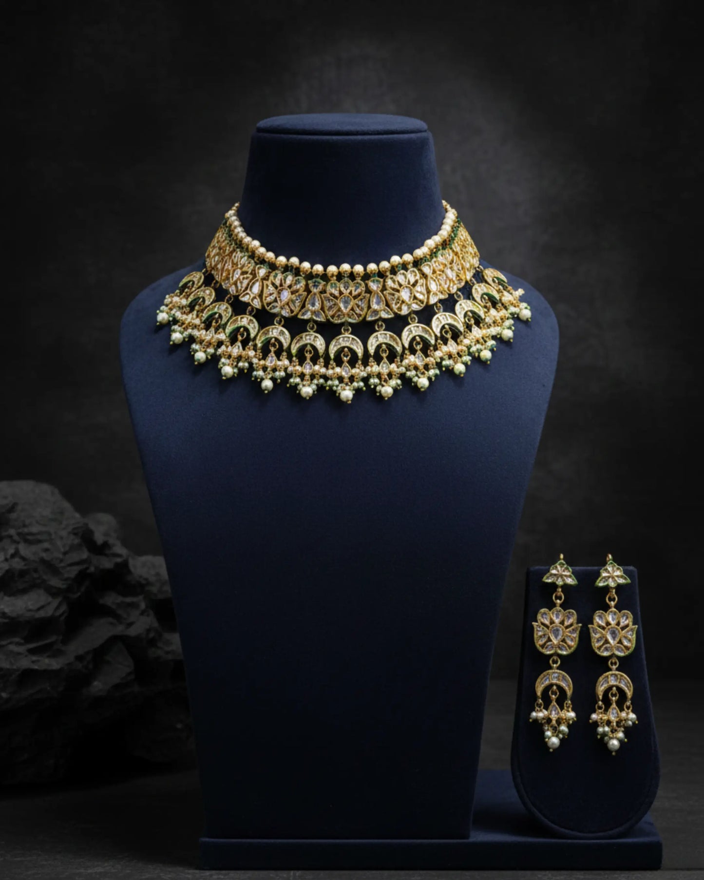 Mughal Crescent Heritage Necklace Set Zestro