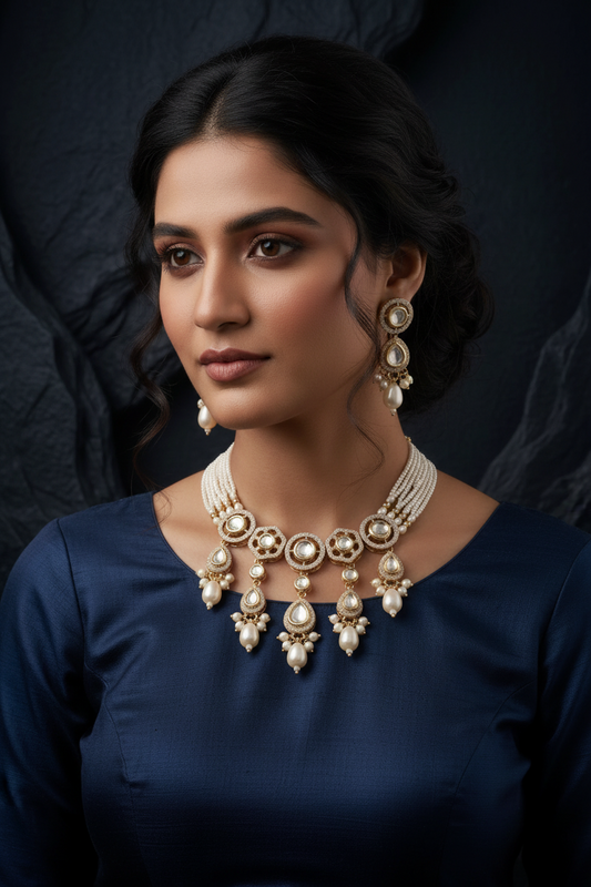 Nidhi Kundan Pearl Cascade Set