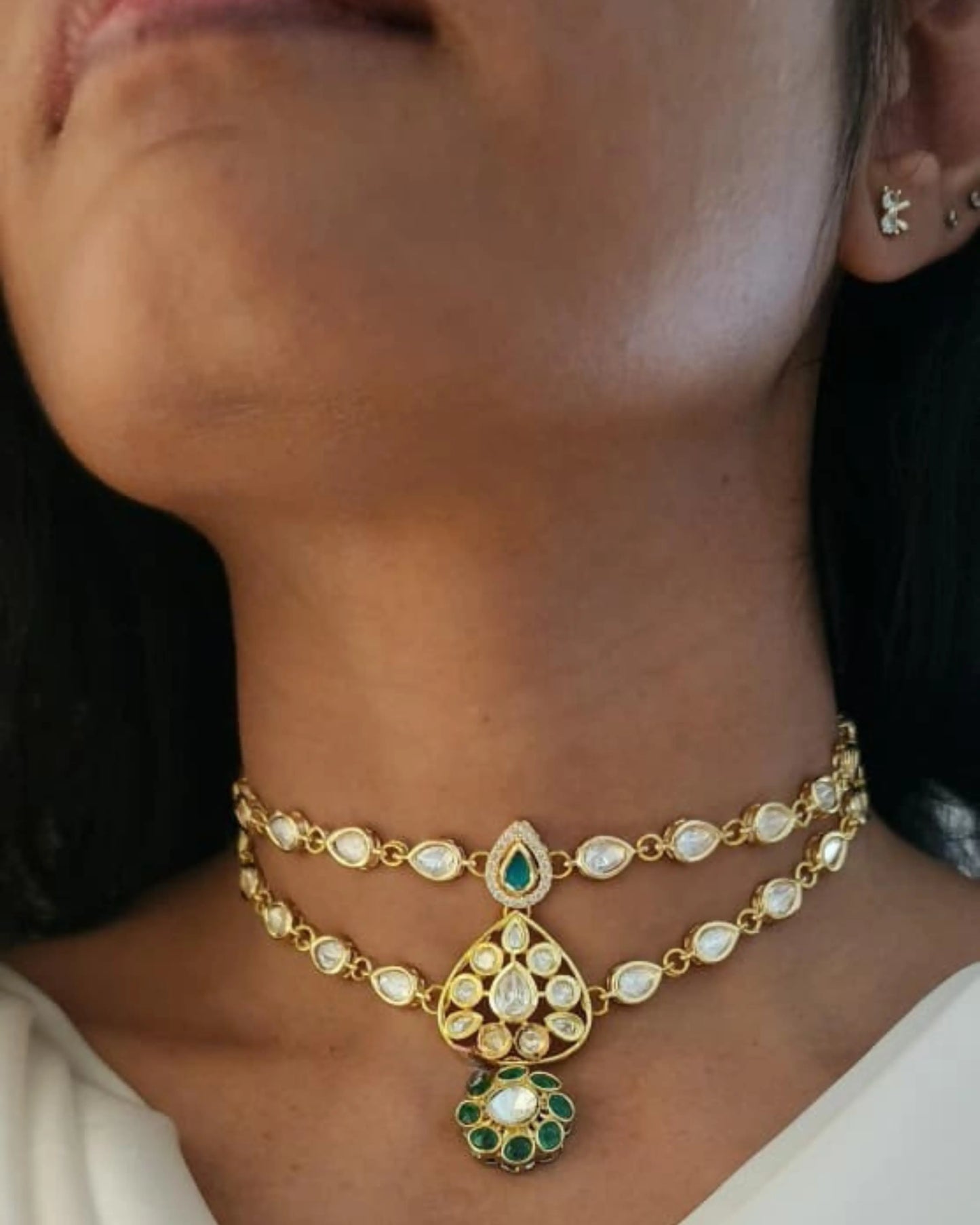 Royal Emerald Layered Necklace Set Zestro