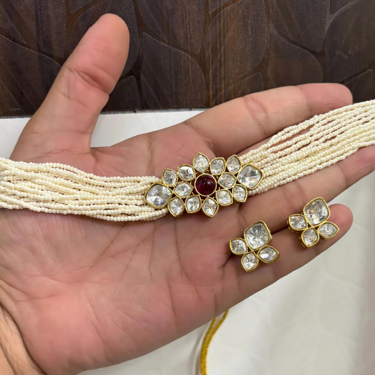 Aabha Pearl Kundan Choker Set