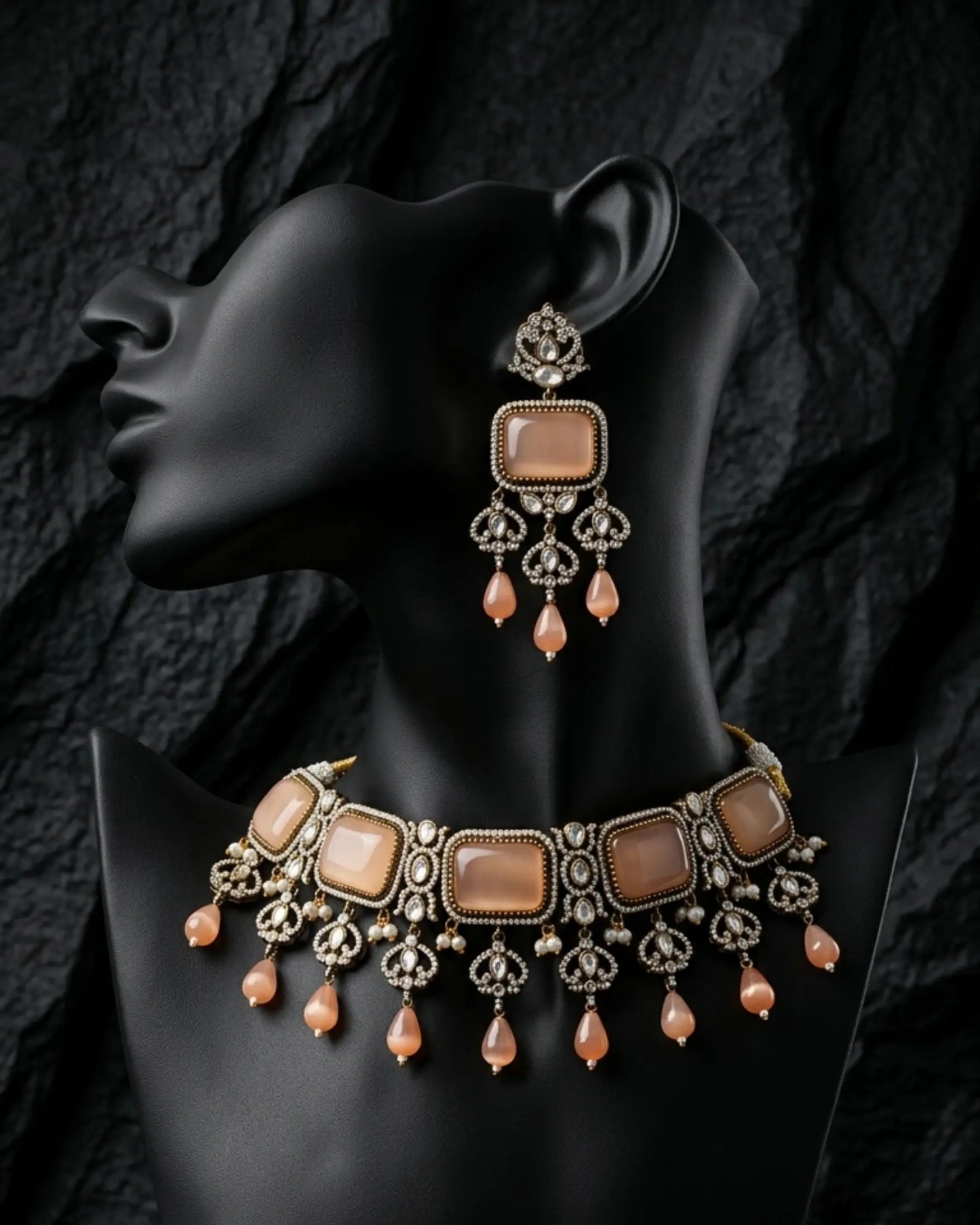 Peach Antique Choker Set Zestro