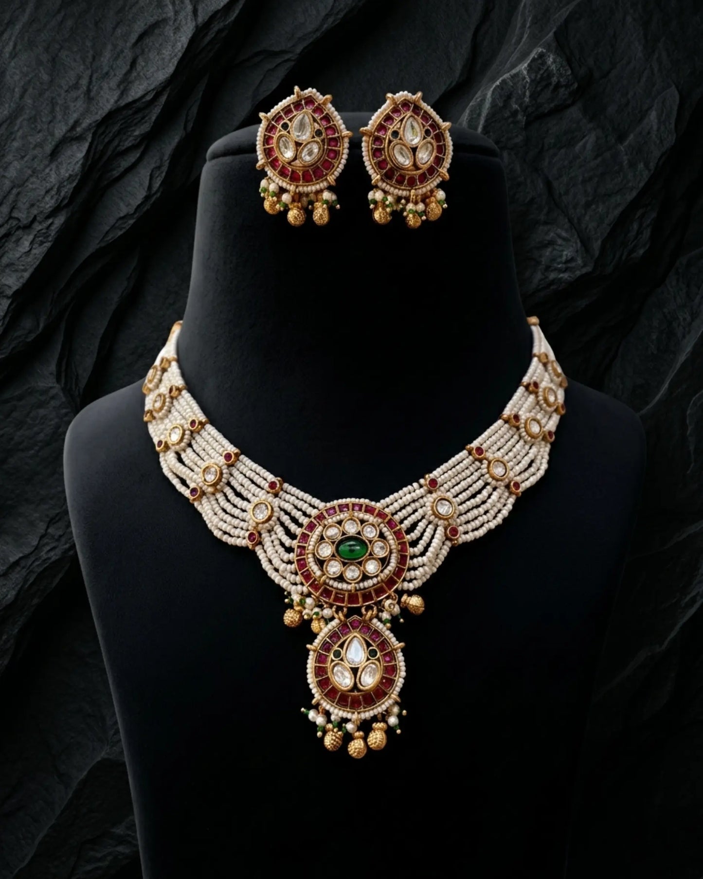 Rajwada Ratna Pearl Necklace Set Zestro