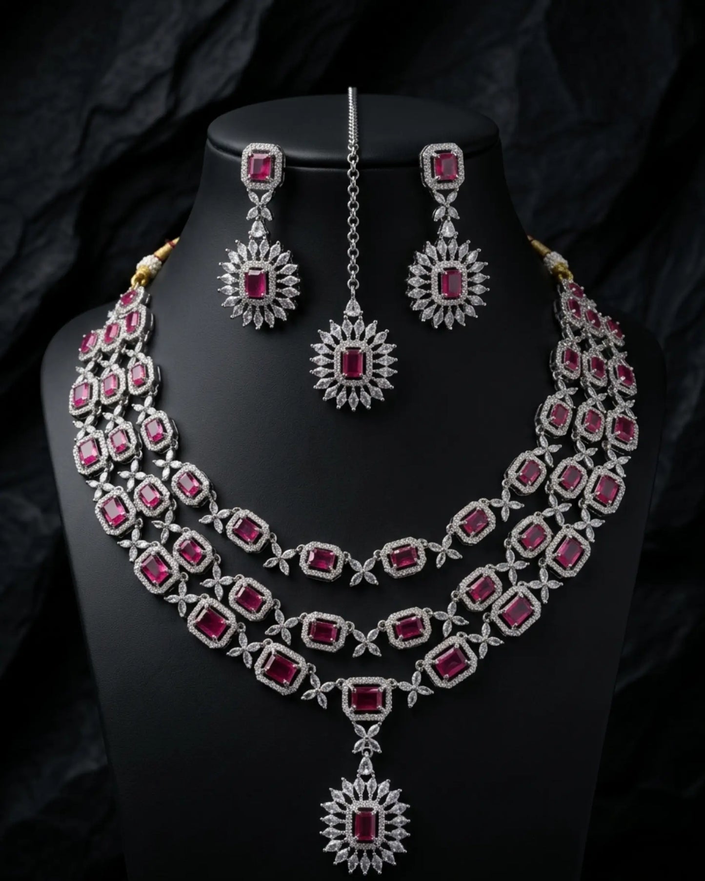 Regalia Ruby AD Necklace Set Zestro