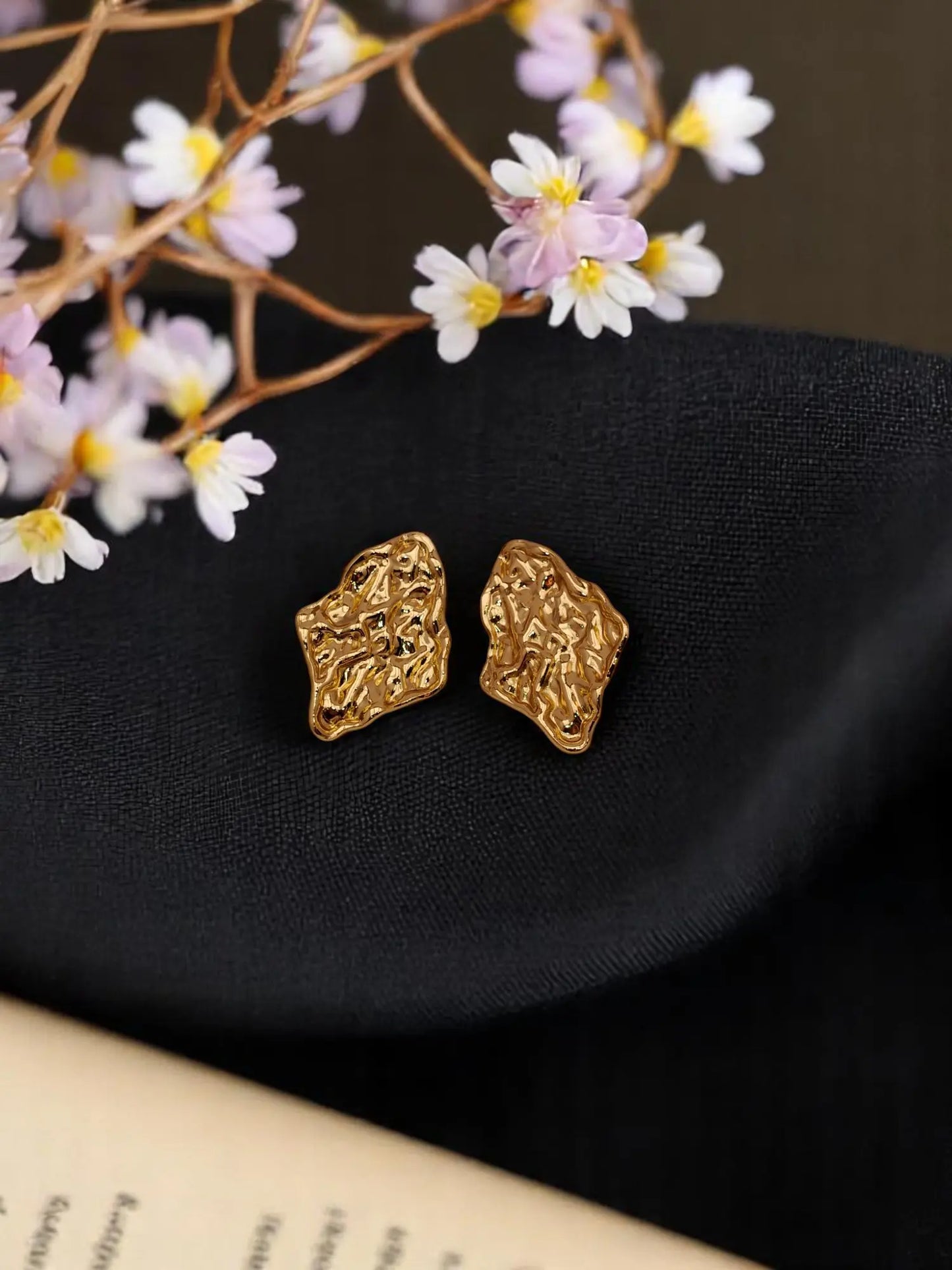 Molten Gold Textured Studs Zestro