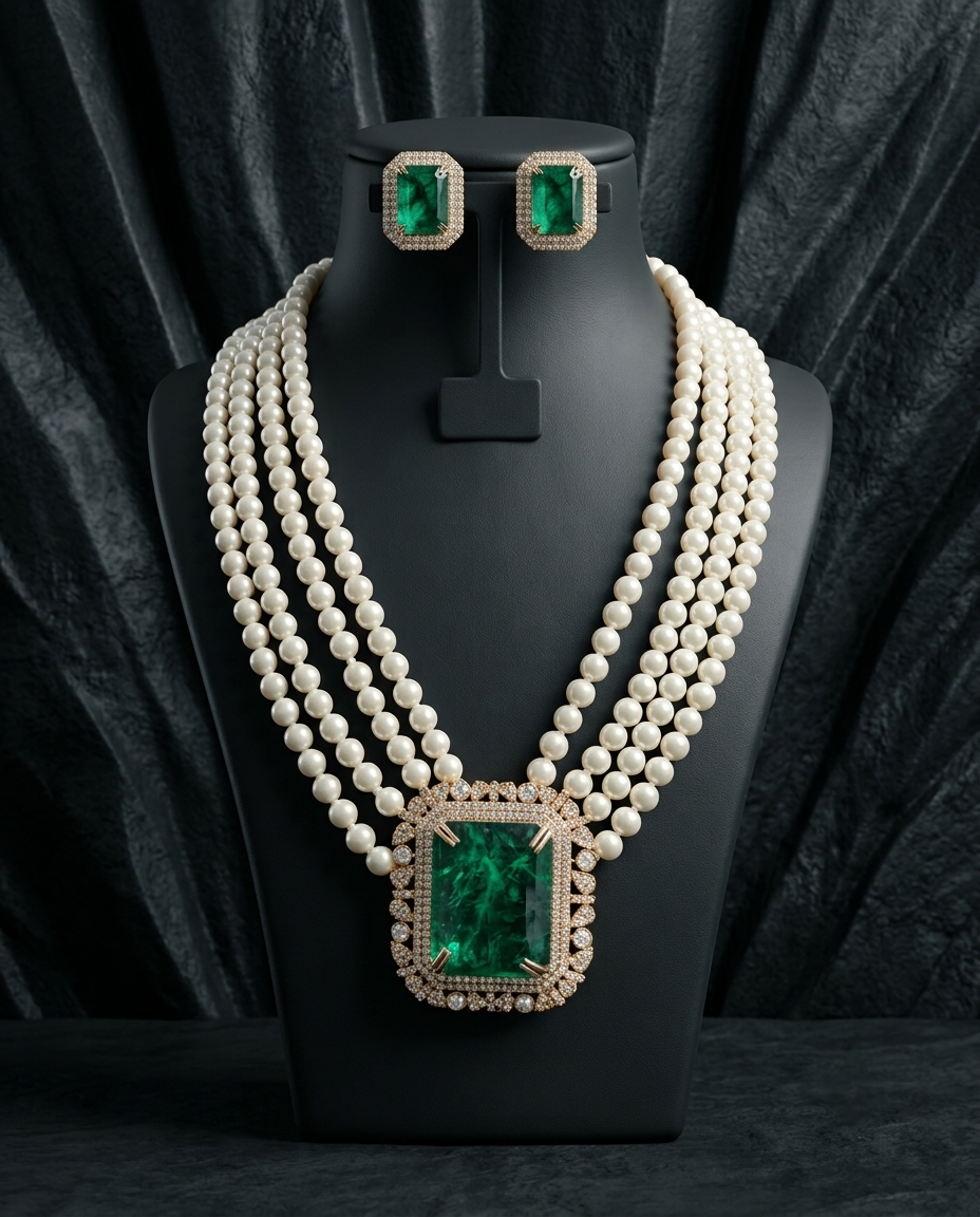 Emerald Pearl Luxe Necklace Set