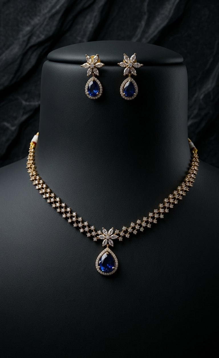 Neerja Blossom AD Necklace Set