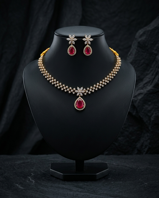 Neerja Blossom AD Necklace Set