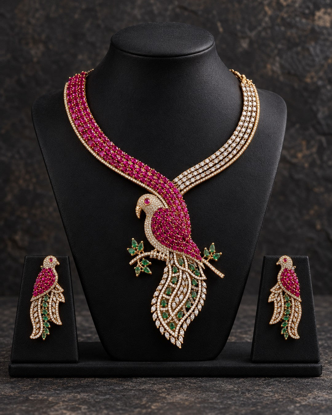 Peacock AD Statement Necklace Set