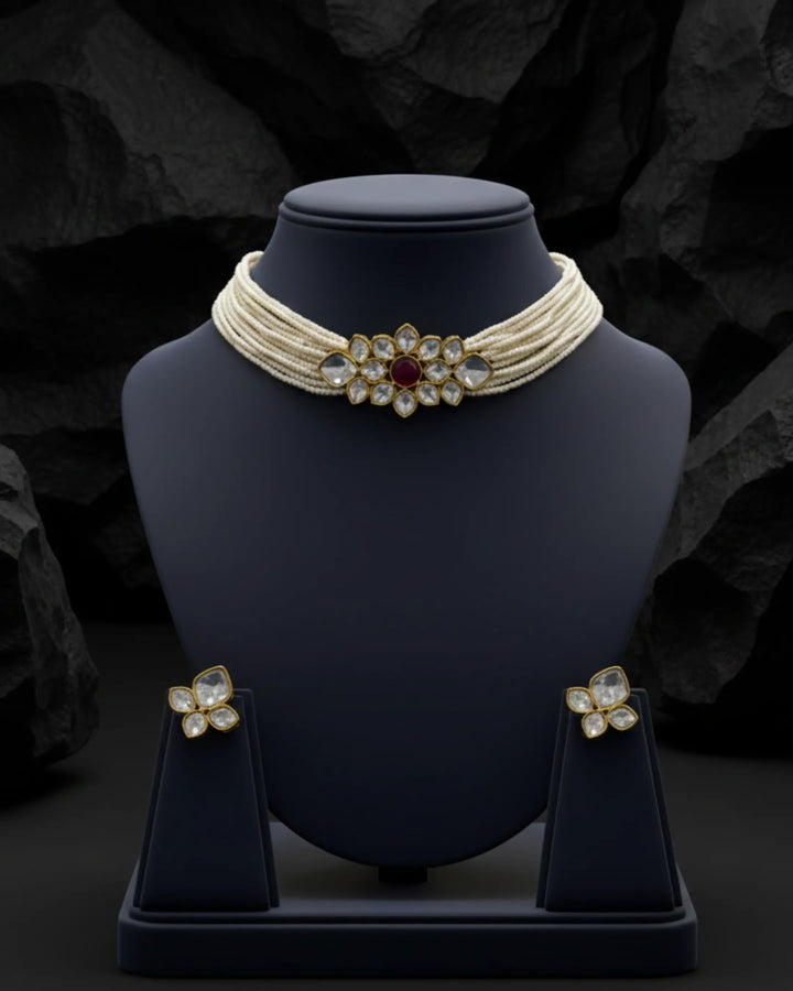 Aabha Pearl Kundan Choker Set Zestro