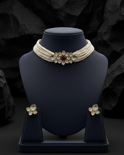 Aabha Pearl Kundan Choker Set
