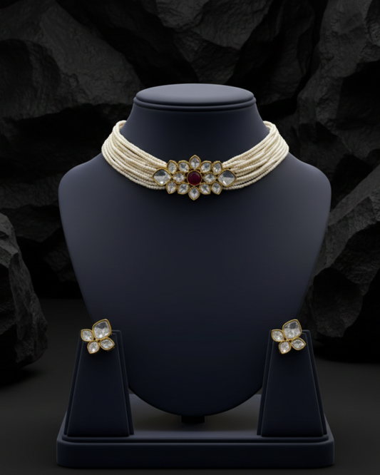 Aabha Pearl Kundan Choker Set