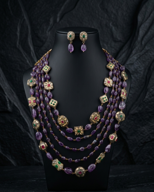 Amethyst Panchlayer Mala Set