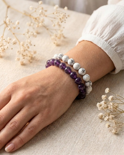 Amethyst & Howlite Stack Bracelet Zestro