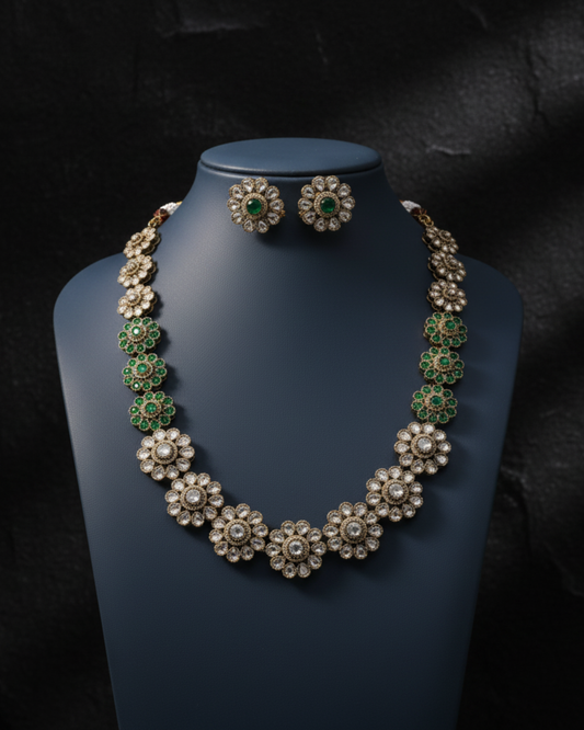 Antique Polki Floral Necklace Set