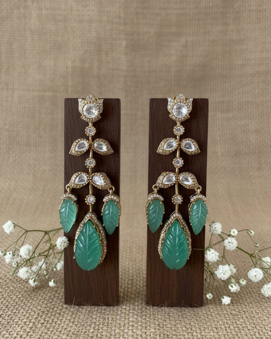 Leaf Crystal Drops Earrings Zestro