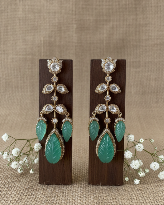Leaf Crystal Drops Earrings