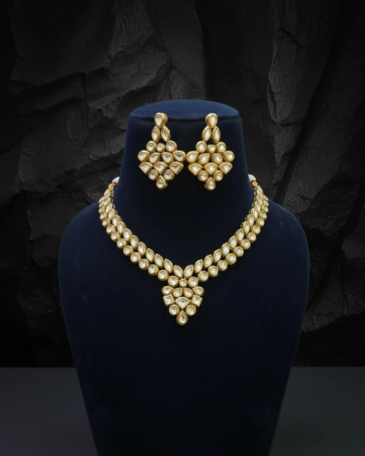 Majestic Cluster Kundan Necklace Set Zestro