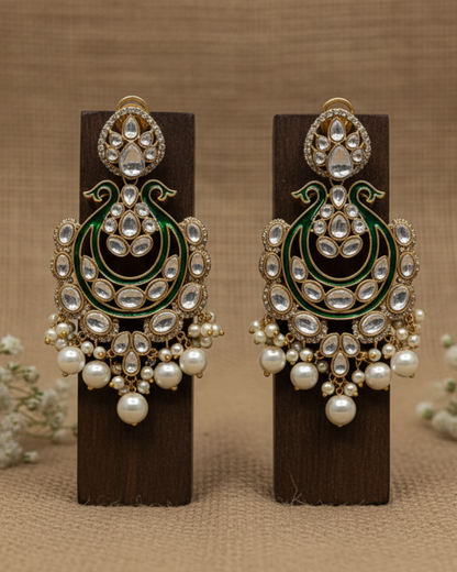 Mughal Enameled Jhumka-Style Earrings