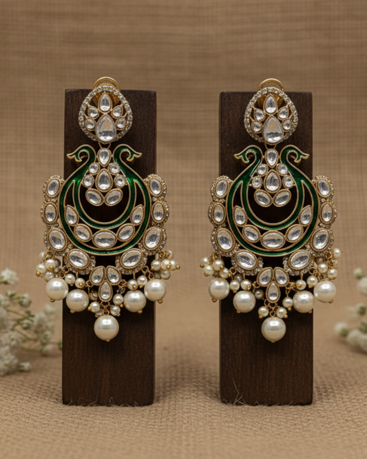 Mughal Enameled Jhumka-Style Earrings