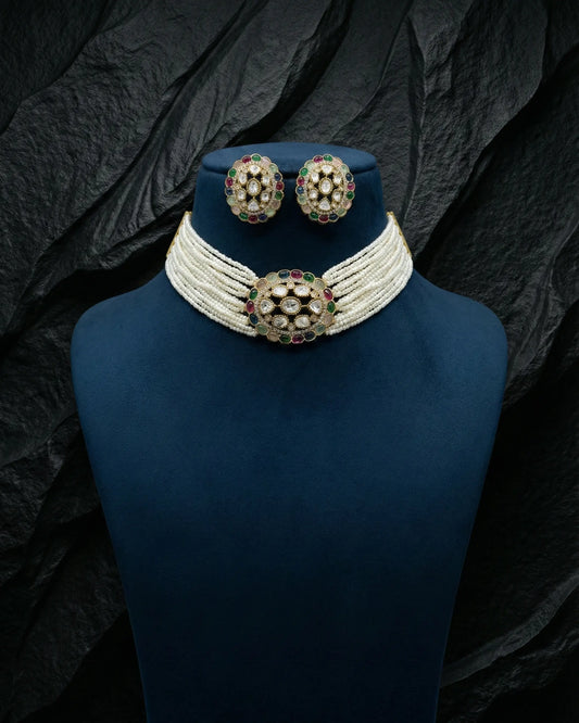 Multi-Strand Pearls Choker Set Zestro