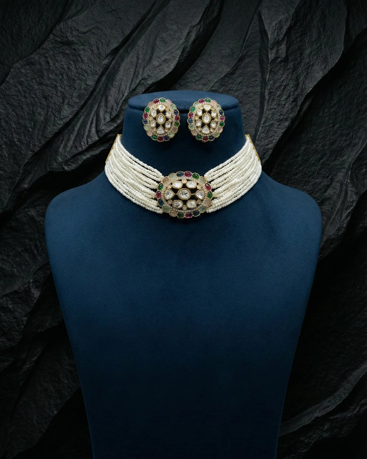 Multi-Strand Pearls Choker Set Zestro