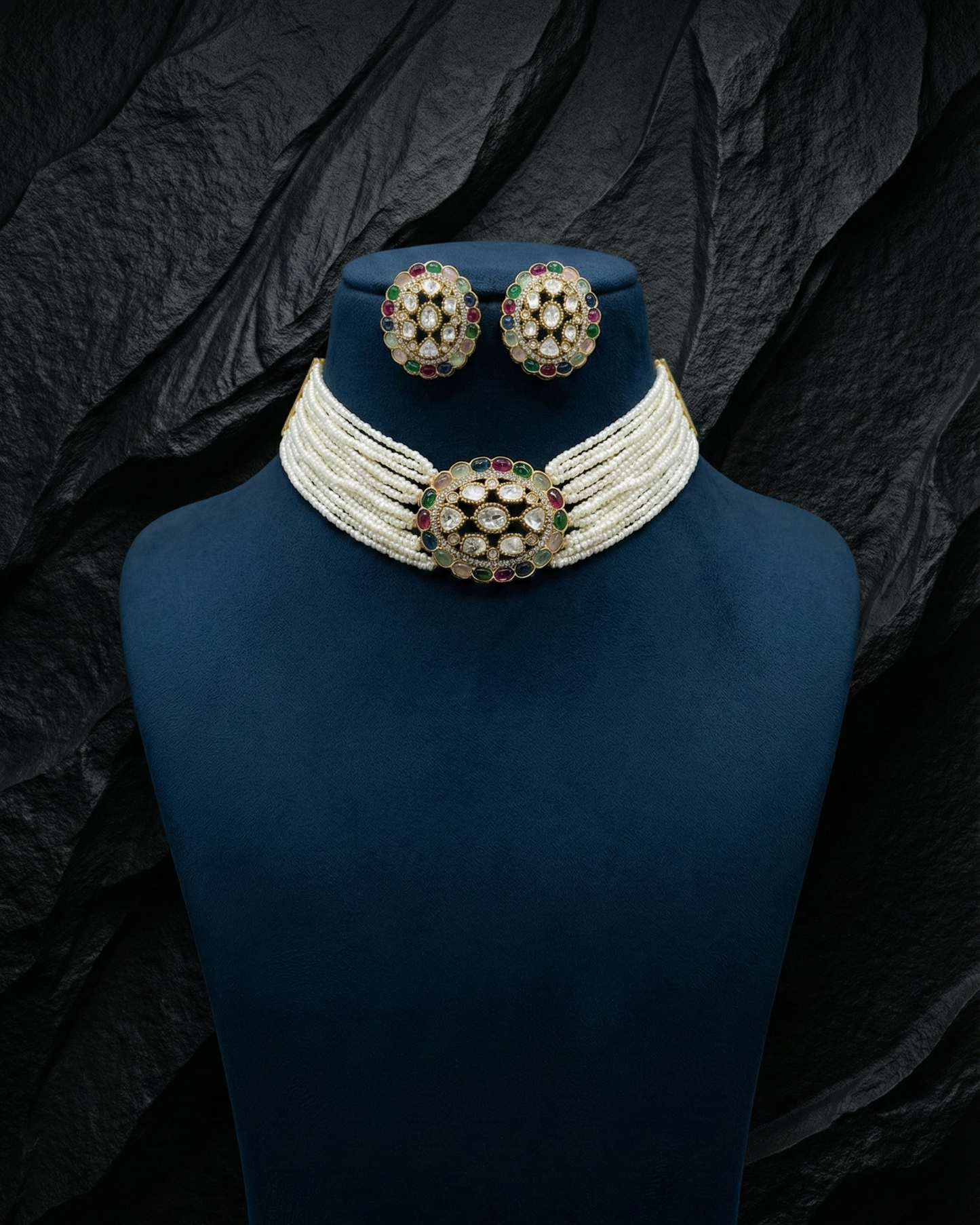 Multi-Strand Pearls Choker Set