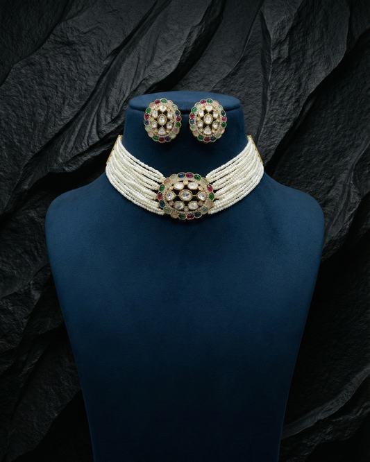 Multi-Strand Pearls Choker Set