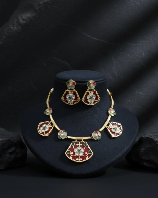 Noorvi Heritage Kundan Necklace Set Zestro
