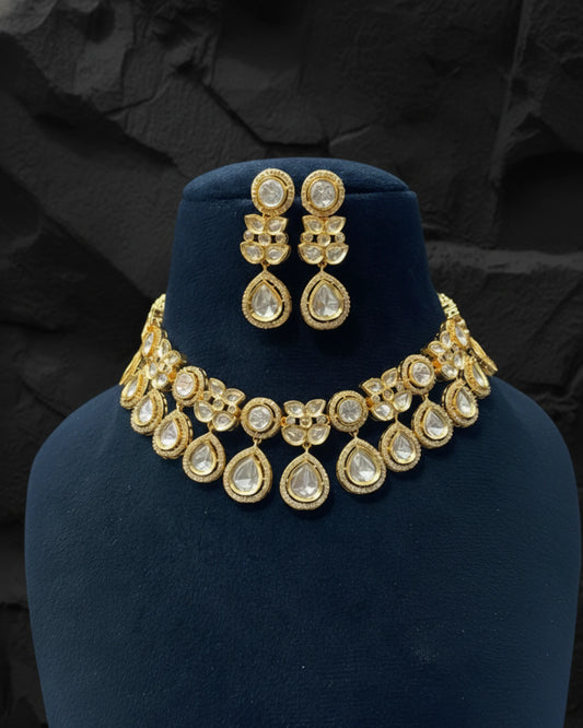 Pear Fringe Kundan Necklace Set Zestro