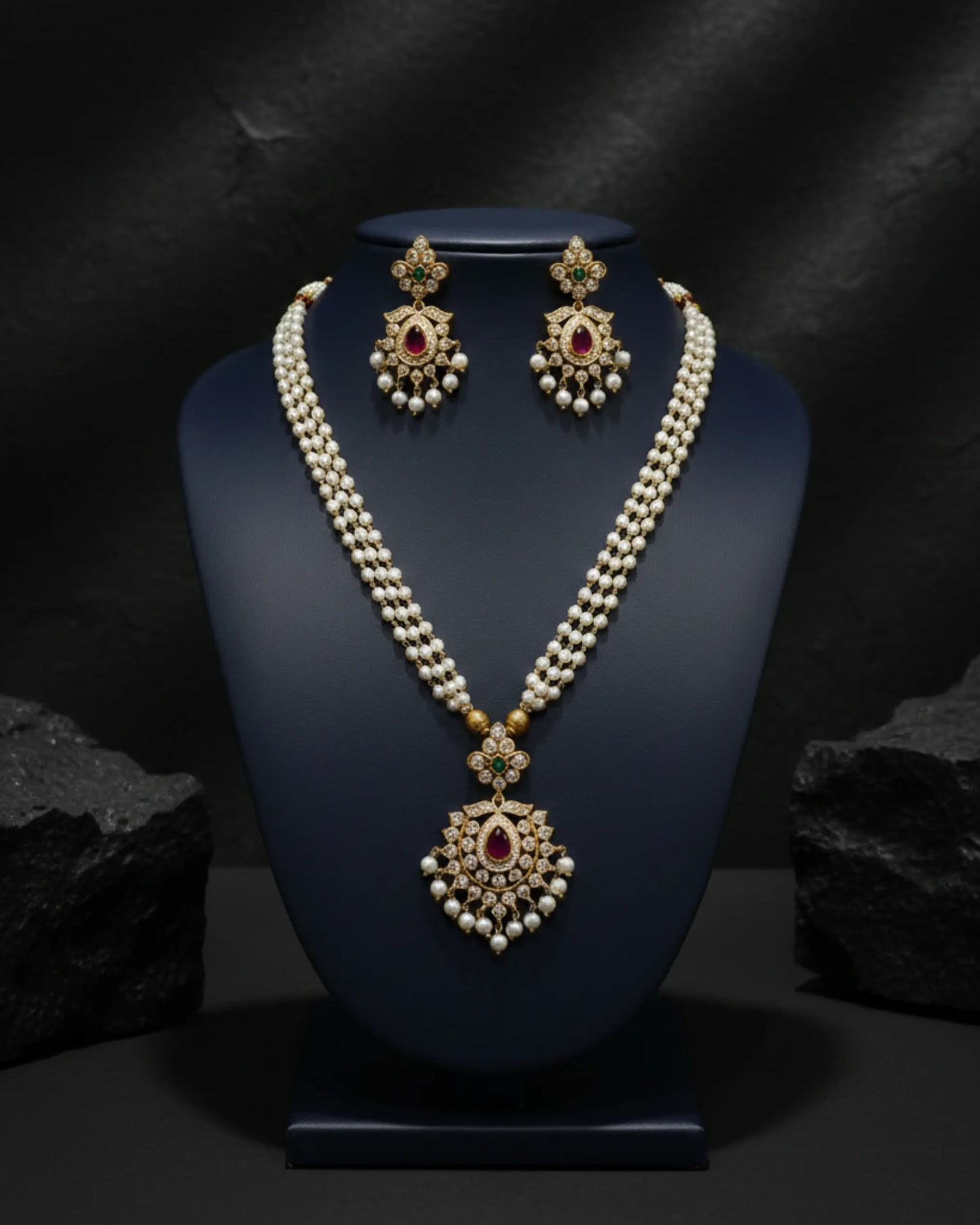 Rajwada Pearl Heritage Long Necklace Set Zestro