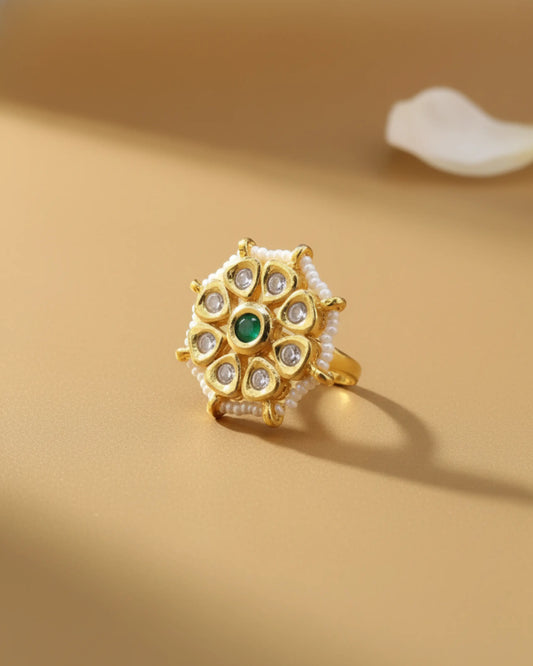 Royal Kundan Adjustable Statement Ring Zestro